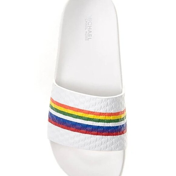Michael Kors Gilmore Rainbow Pride Pool Slide Sandals Shoes Women's Size 10 NIB - Picture 6 of 8